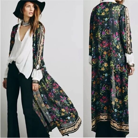 NWT Spell & The Gypsy Queen Duster Kimono Robe Floral Bohemian Longline O/S - Picture 1 of 16